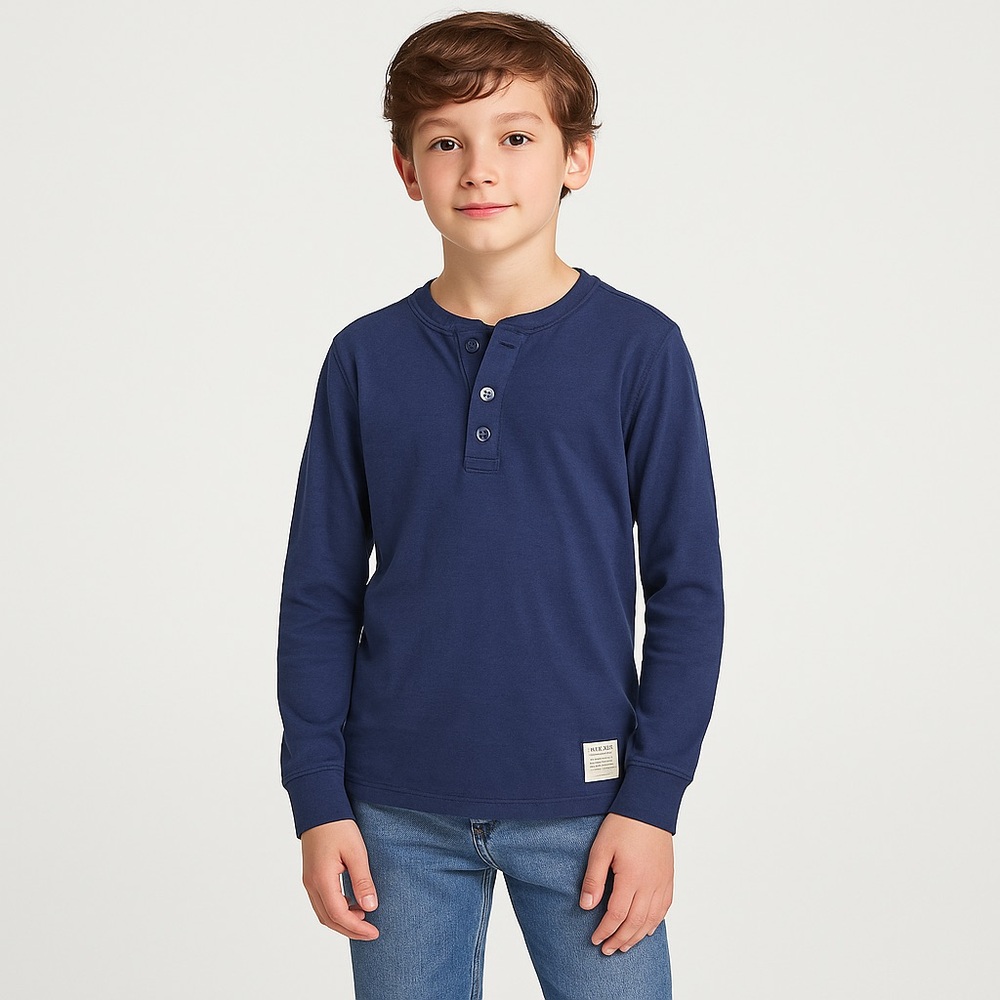 GapKids Navy Cotton Long Sleeve Henley Shirt Boys Size 10